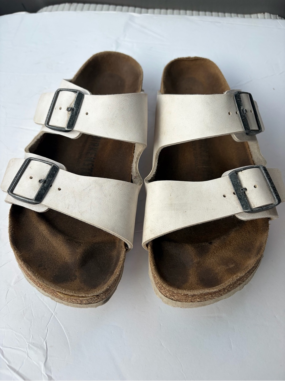 Birkenstock White Double-Buckle Kids Sandals